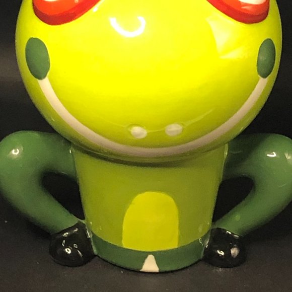 Weird Wonderful Frog Toad BANK w/ Stopper Ceramic Big Head Whimsical 6.75" tall - Picture 8 of 9